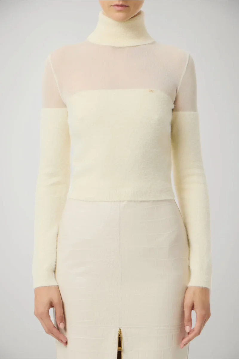 Elisabetta Franchi Dolcevita Donna cropped con dettaglio logo - immagine 3