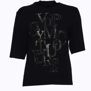 Via delle Perle T-Shirt Donna con lettering in strass