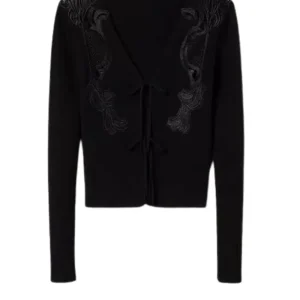 Twinset Cardigan Donna a costine con inserti in pizzo macramè